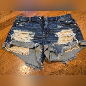 American Eagle Outfitters Blue Distressed Jean Shorts